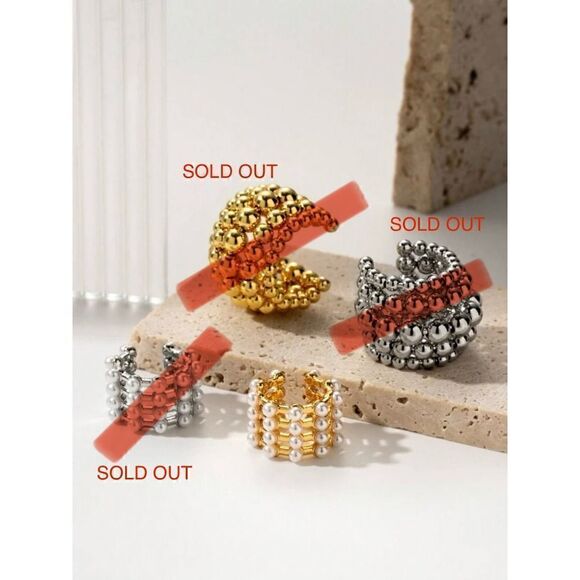 Non-piercing Clip-on Earring Pearl Details European Elegant Style Gold Tone - Picture 5 of 6